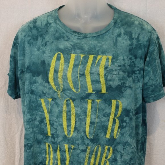 Junk food Tie Dye Blue Saying Tshirt Quit Your Day Job Med - Picture 3 of 13